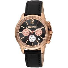 Just Cavalli Zwart Leren Horloge