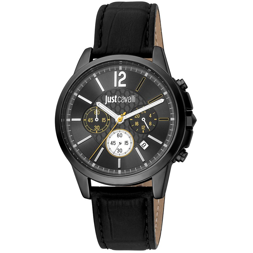 Just Cavalli Schwarze Lederuhr