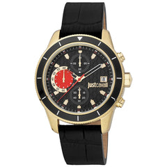 Just Cavalli Schwarze Lederuhr