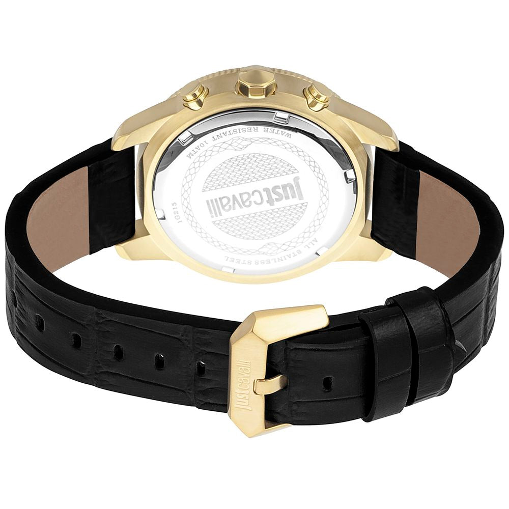 Just Cavalli Schwarze Lederuhr