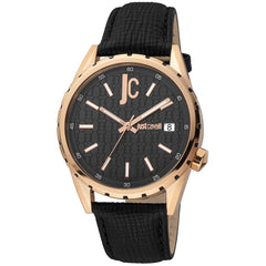 Just Cavalli Zwart Leren Horloge