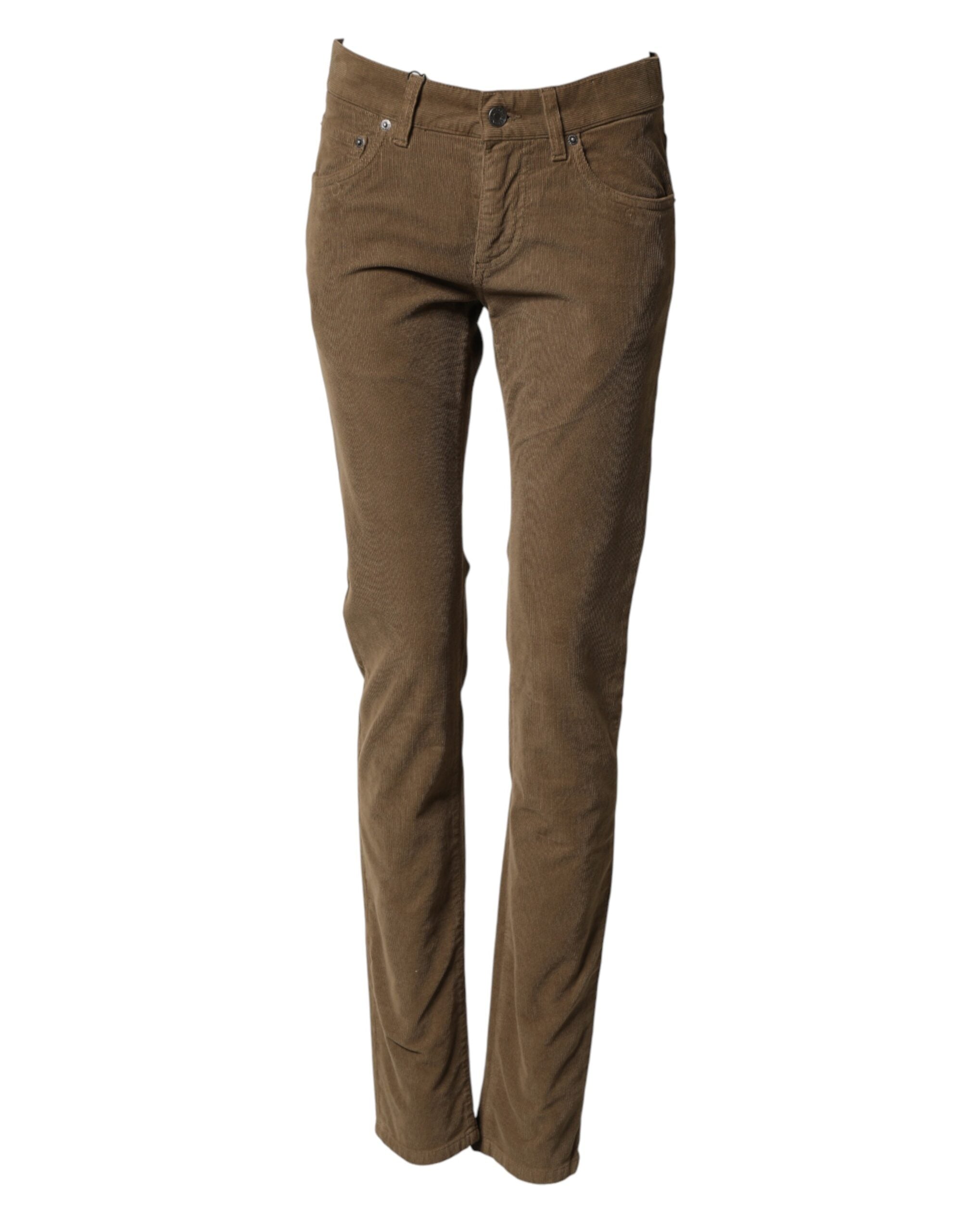 Dolce & Gabbana Braune Baumwoll-Stretch Skinny Herren Jeans