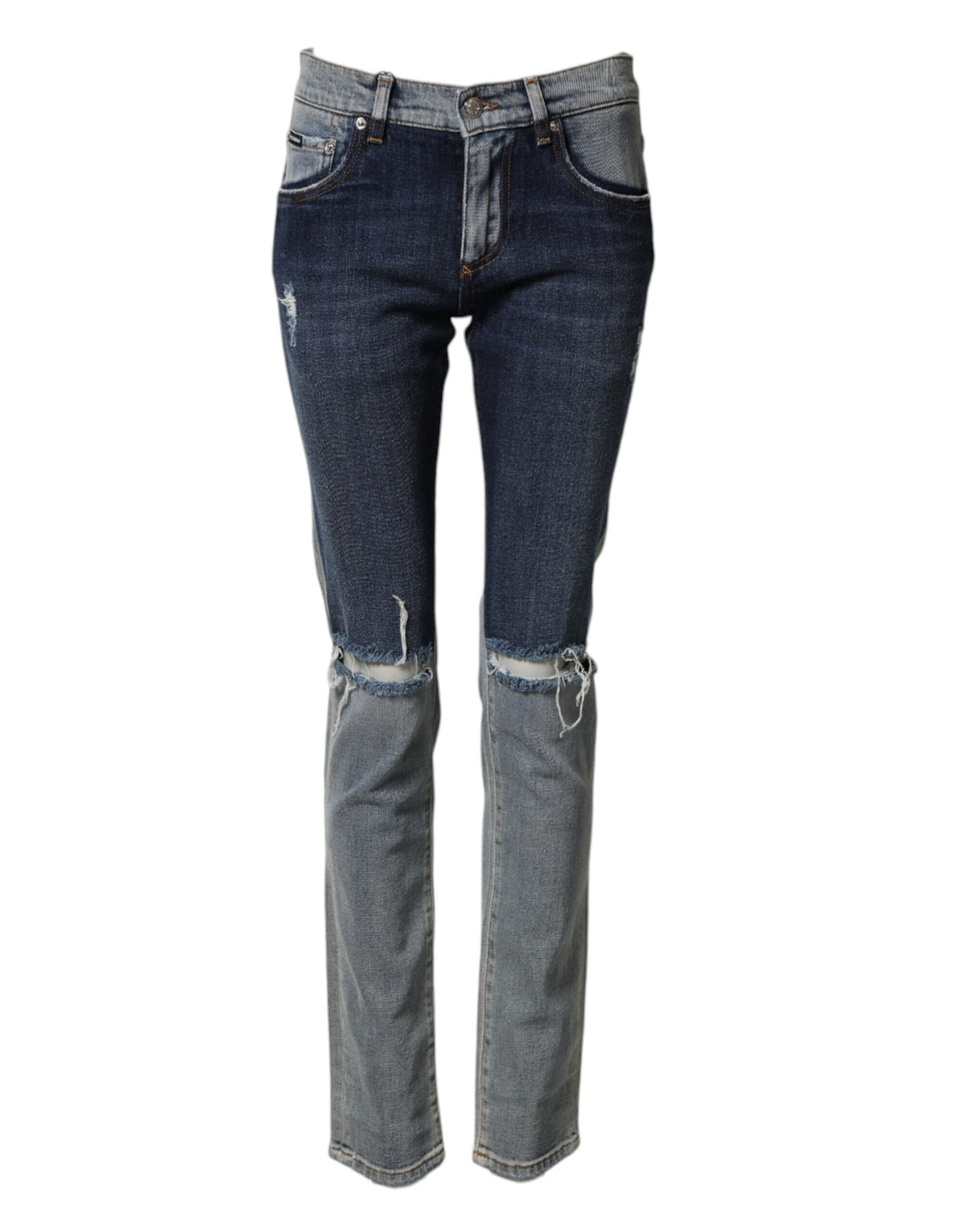 Dolce & Gabbana Blaue zweifarbige Baumwoll-Skinny Jeans für Herren