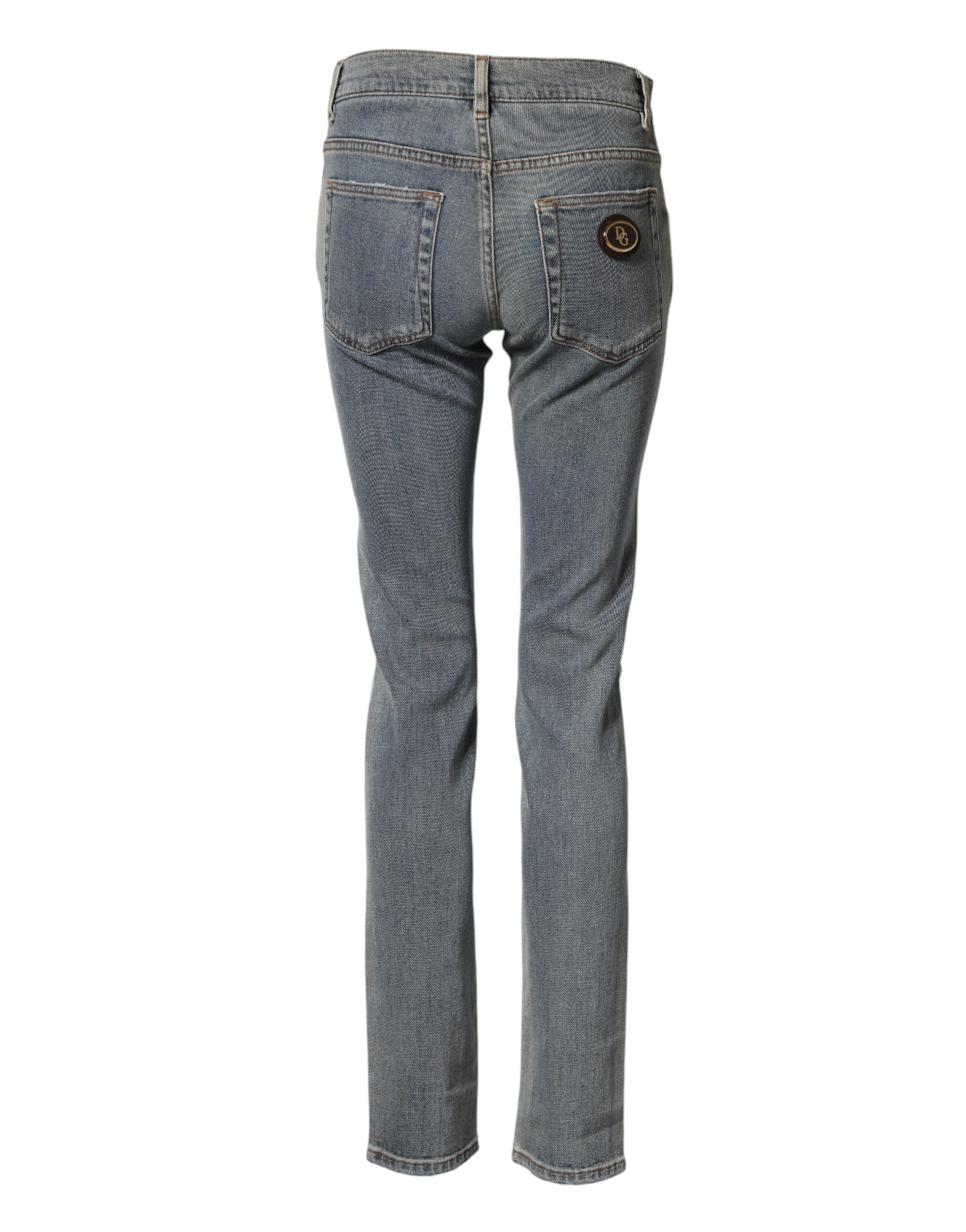 Dolce & Gabbana Blaue zweifarbige Baumwoll-Skinny Jeans für Herren