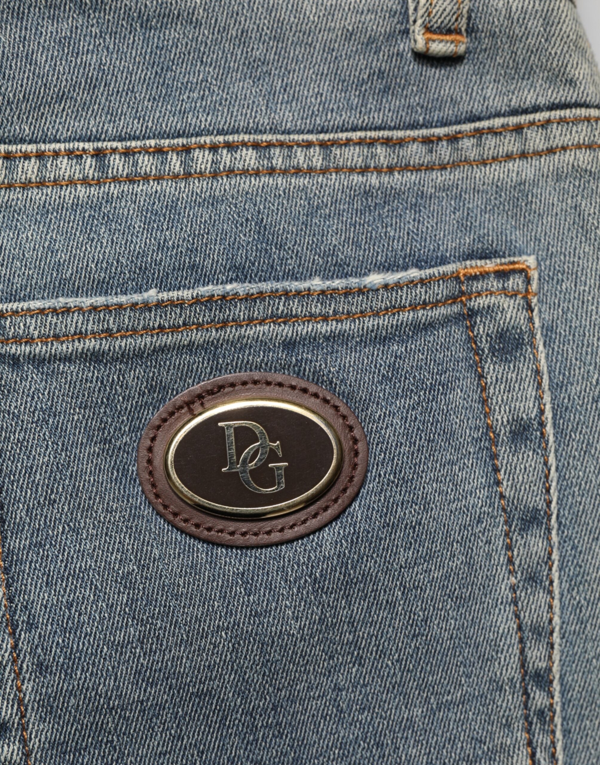 Dolce & Gabbana Blaue zweifarbige Baumwoll-Skinny Jeans für Herren
