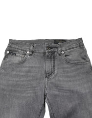 Dolce & Gabbana Gray Cotton Mid Waist Skinny Denim Jeans