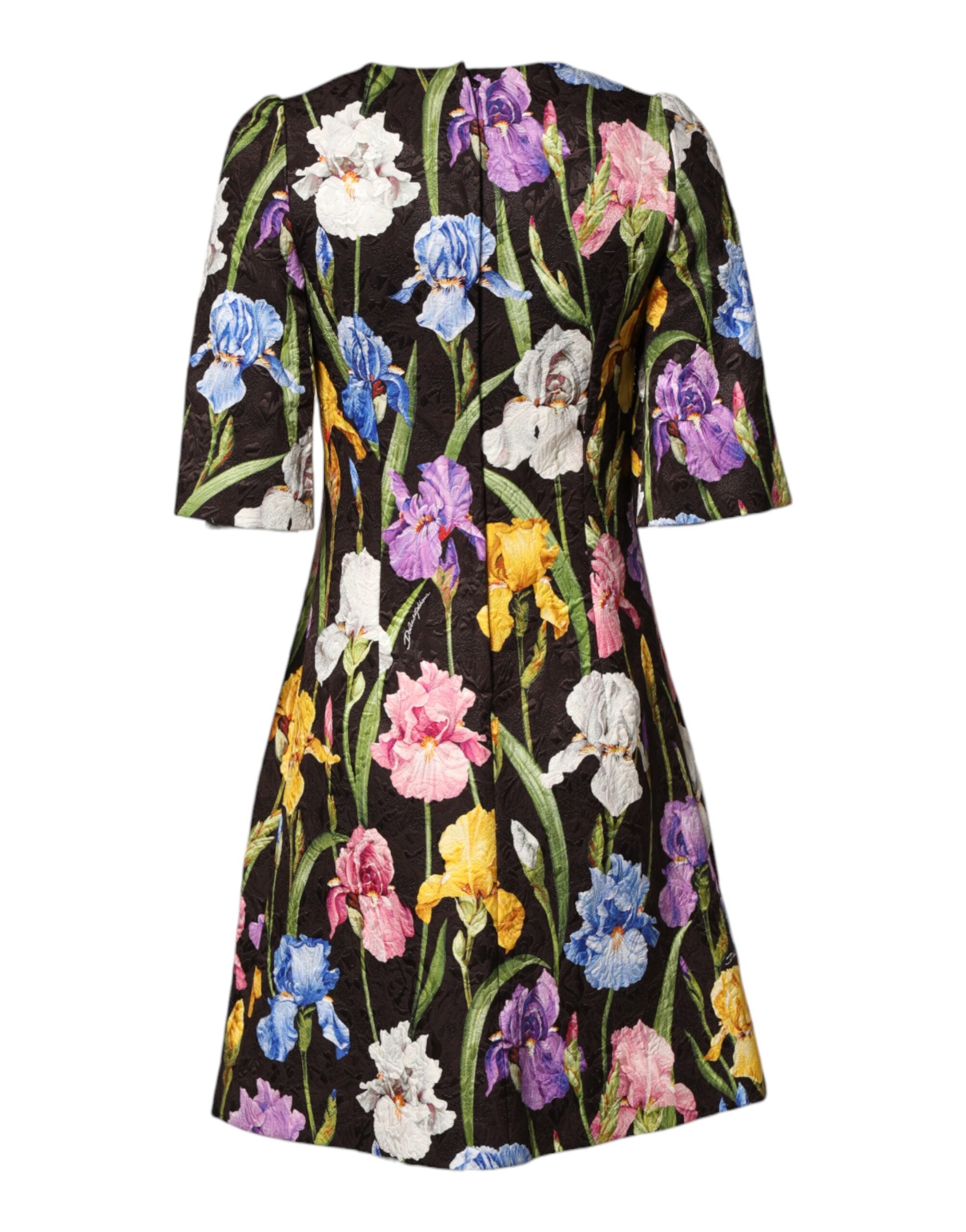 Dolce & Gabbana Schwarzes A-Linien-Minikleid aus floralem Brokat