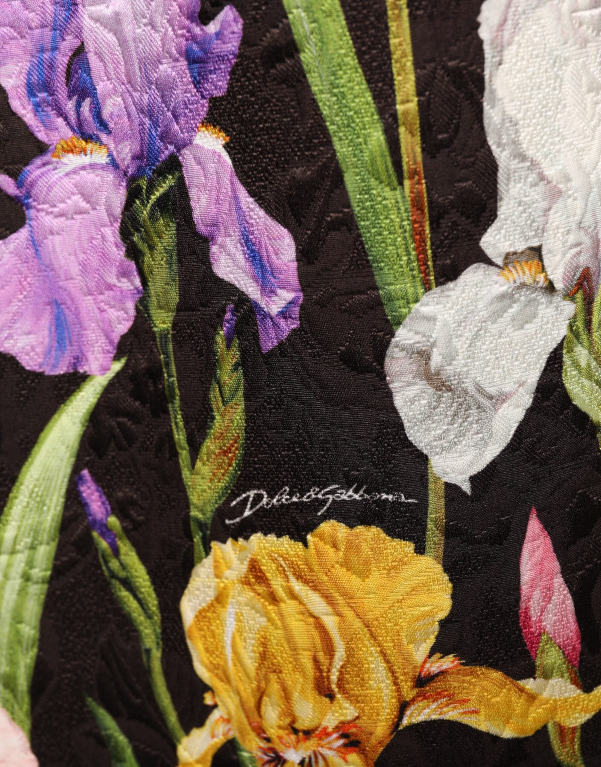 Dolce & Gabbana Schwarzes A-Linien-Minikleid aus floralem Brokat