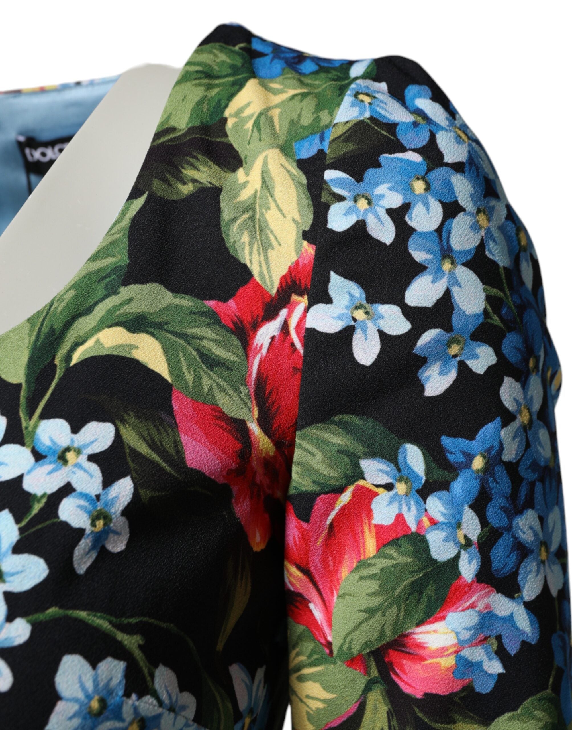 Dolce & Gabbana Schwarzes Etui-Midikleid aus Viskose mit Blumenmuster