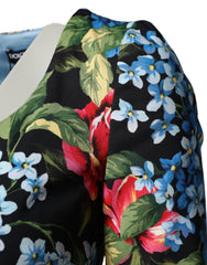 Dolce & Gabbana Schwarzes Etui-Midikleid aus Viskose mit Blumenmuster