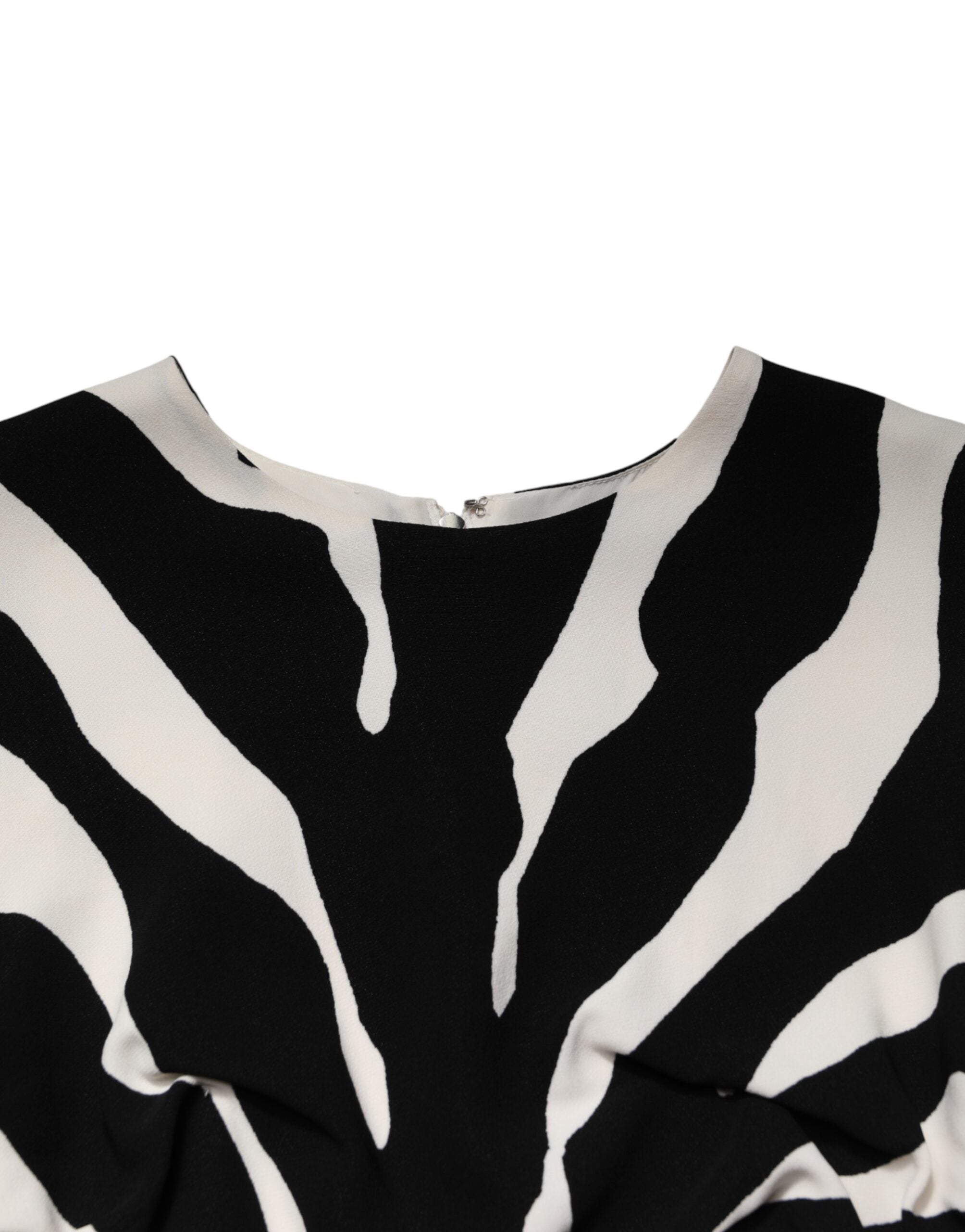 Dolce & Gabbana Schwarzes Weißes Zebra-Viskose-Etui-Midikleid