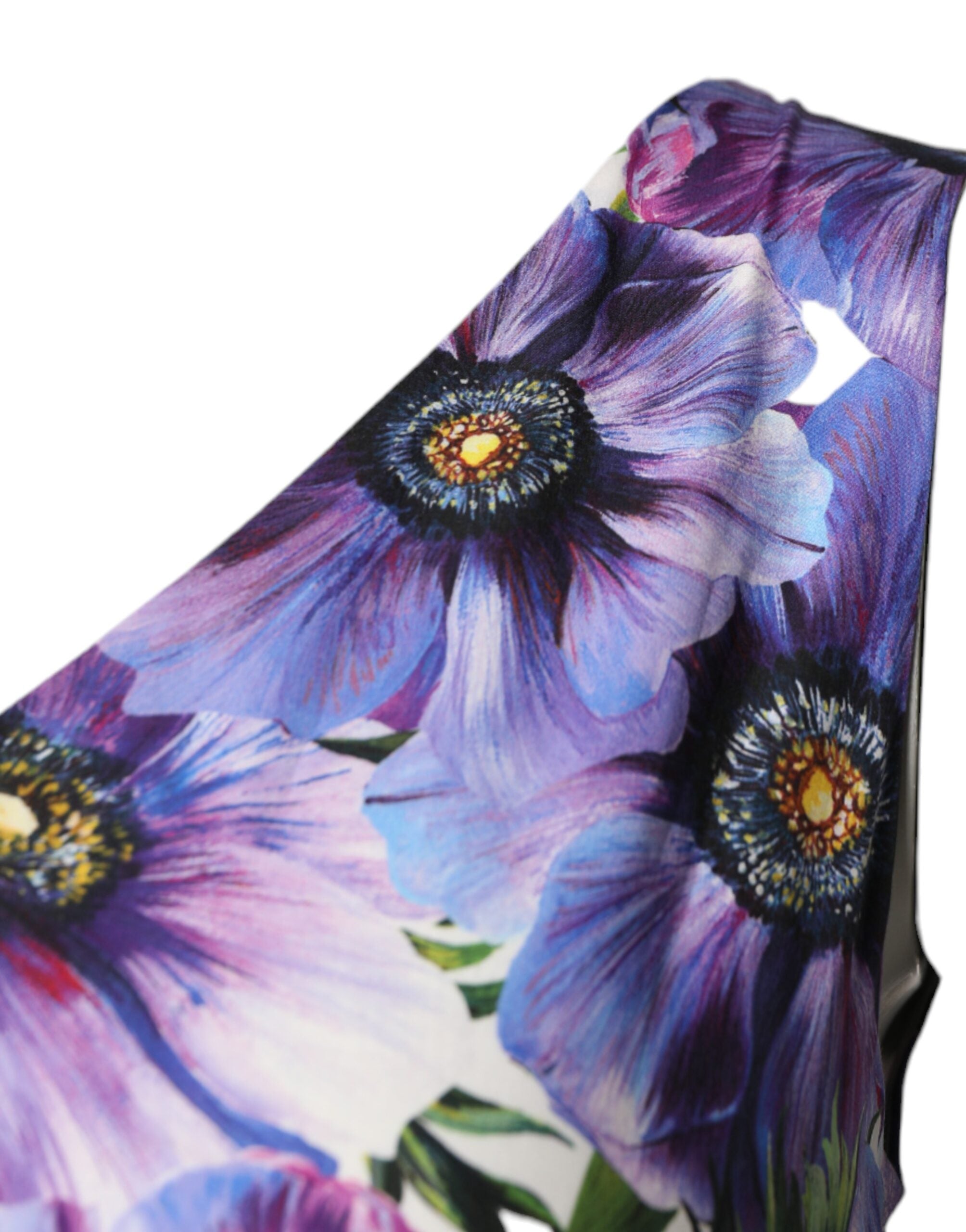 Dolce & Gabbana Plissiertes Midikleid mit lila Anemonenmuster