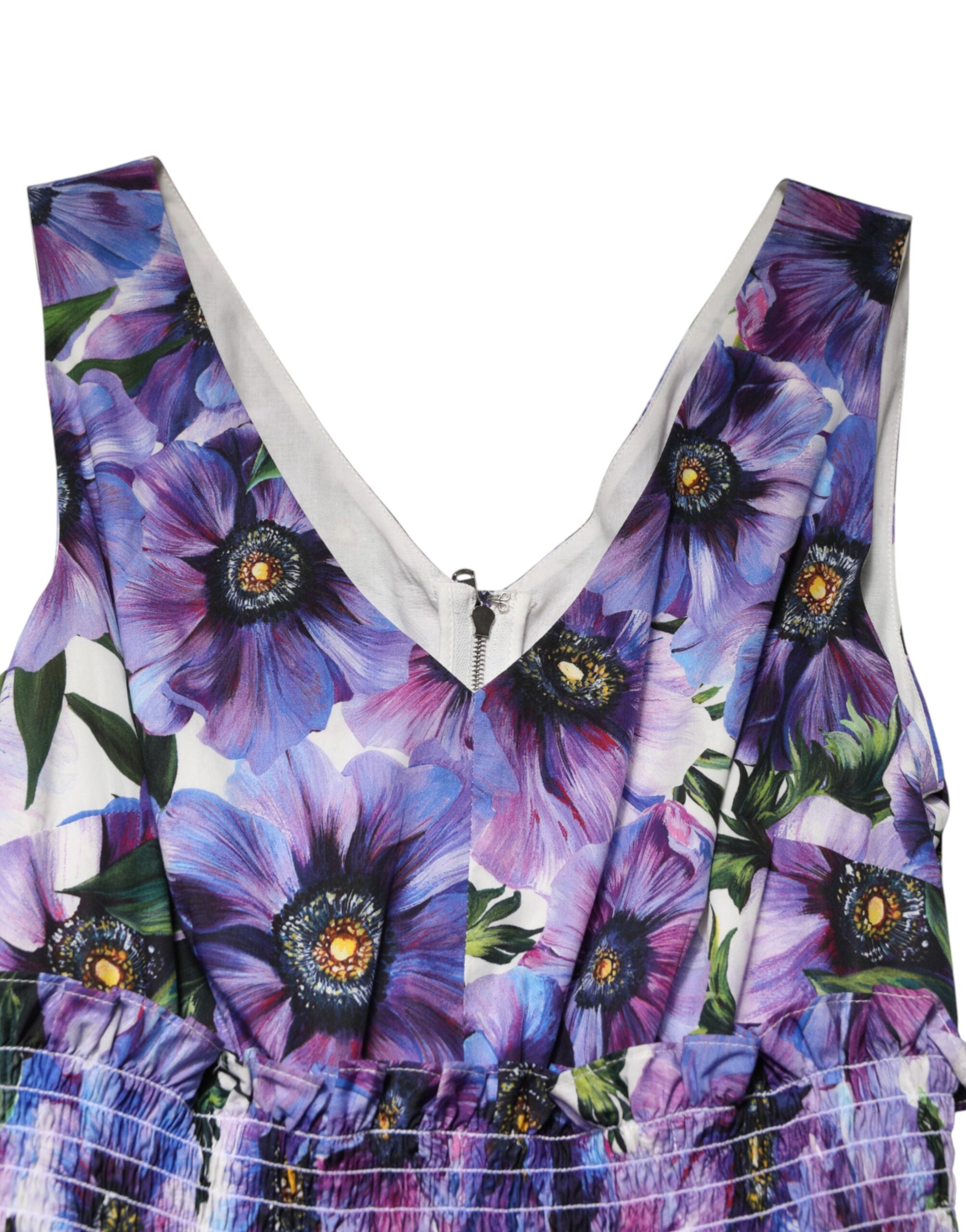Dolce & Gabbana Plissiertes Midikleid mit lila Anemonenmuster