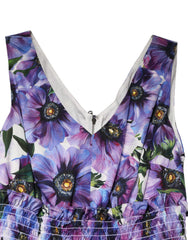 Dolce & Gabbana Plissiertes Midikleid mit lila Anemonenmuster