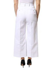 Dolce & Gabbana Weiße High-Waist Cropped Hose aus Baumwolle mit weitem Bein