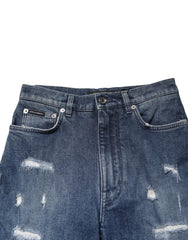 Dolce & Gabbana Blaue Distressed Jeans mit Washed Logo GRACE