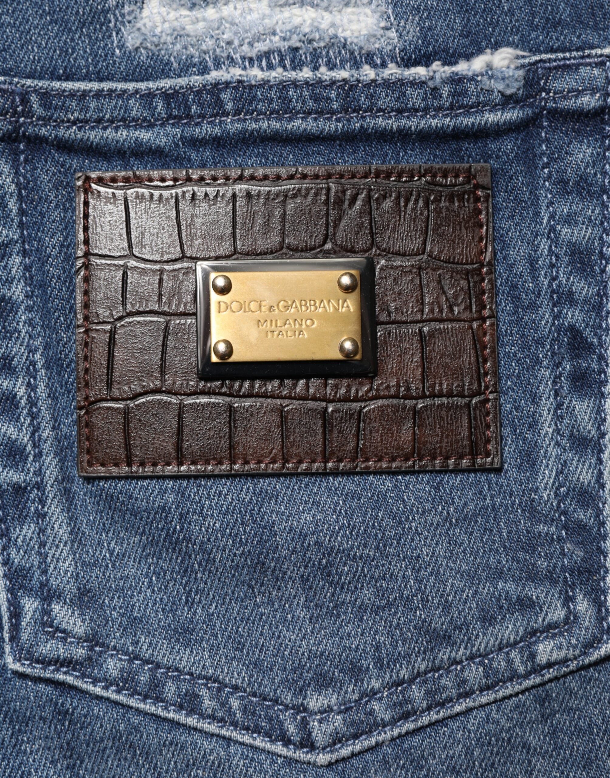 Dolce & Gabbana Blaue Distressed Jeans mit Washed Logo GRACE