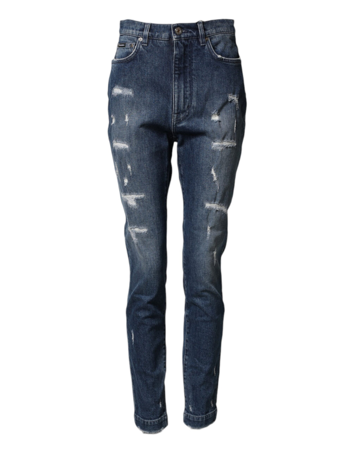Dolce & Gabbana Blaue Distressed Jeans mit Washed Logo GRACE