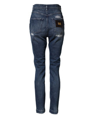 Dolce & Gabbana Blaue Distressed Jeans mit Washed Logo GRACE