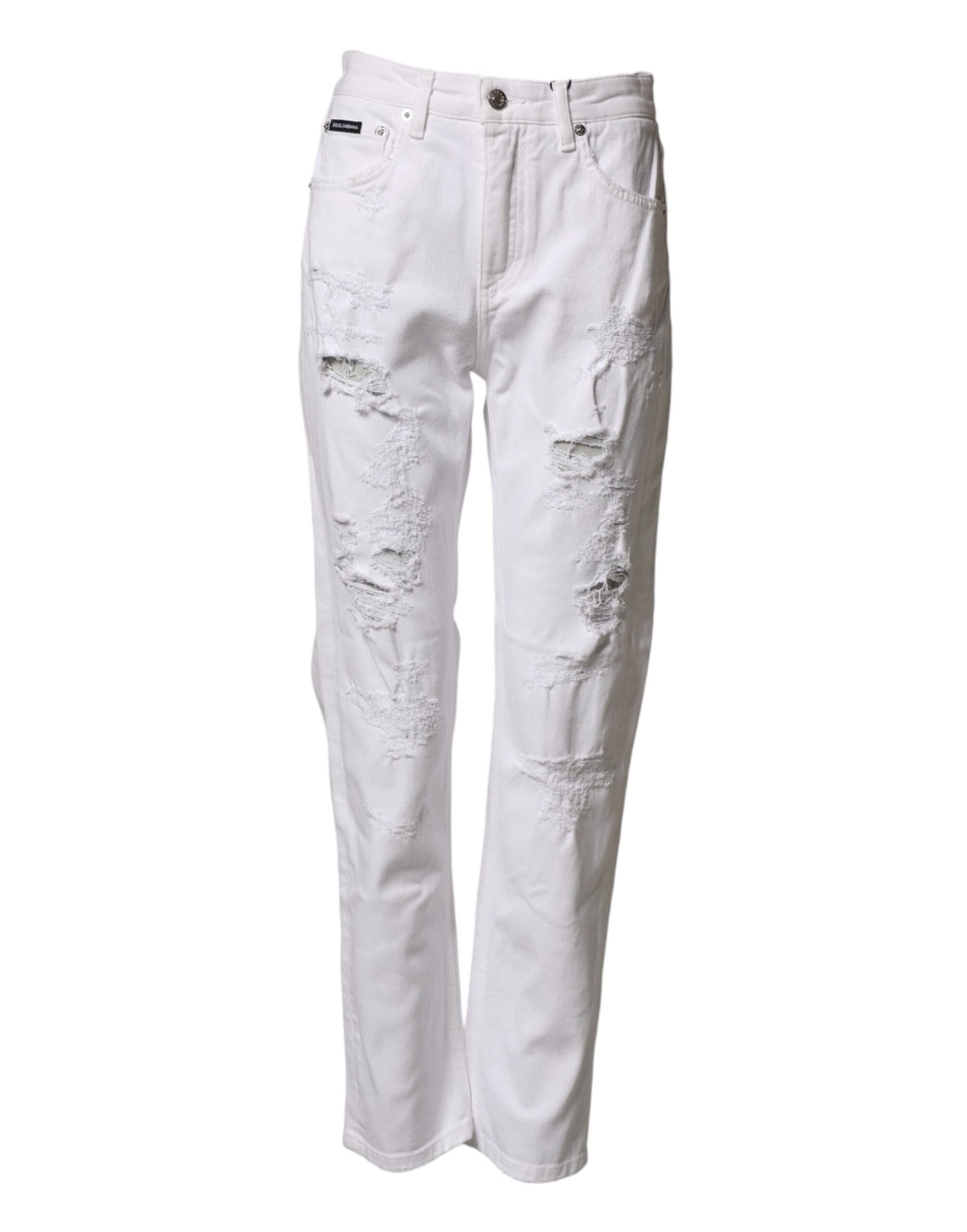 Dolce & Gabbana Weiße Distressed Baumwoll-BOYFRIEND-Jeans