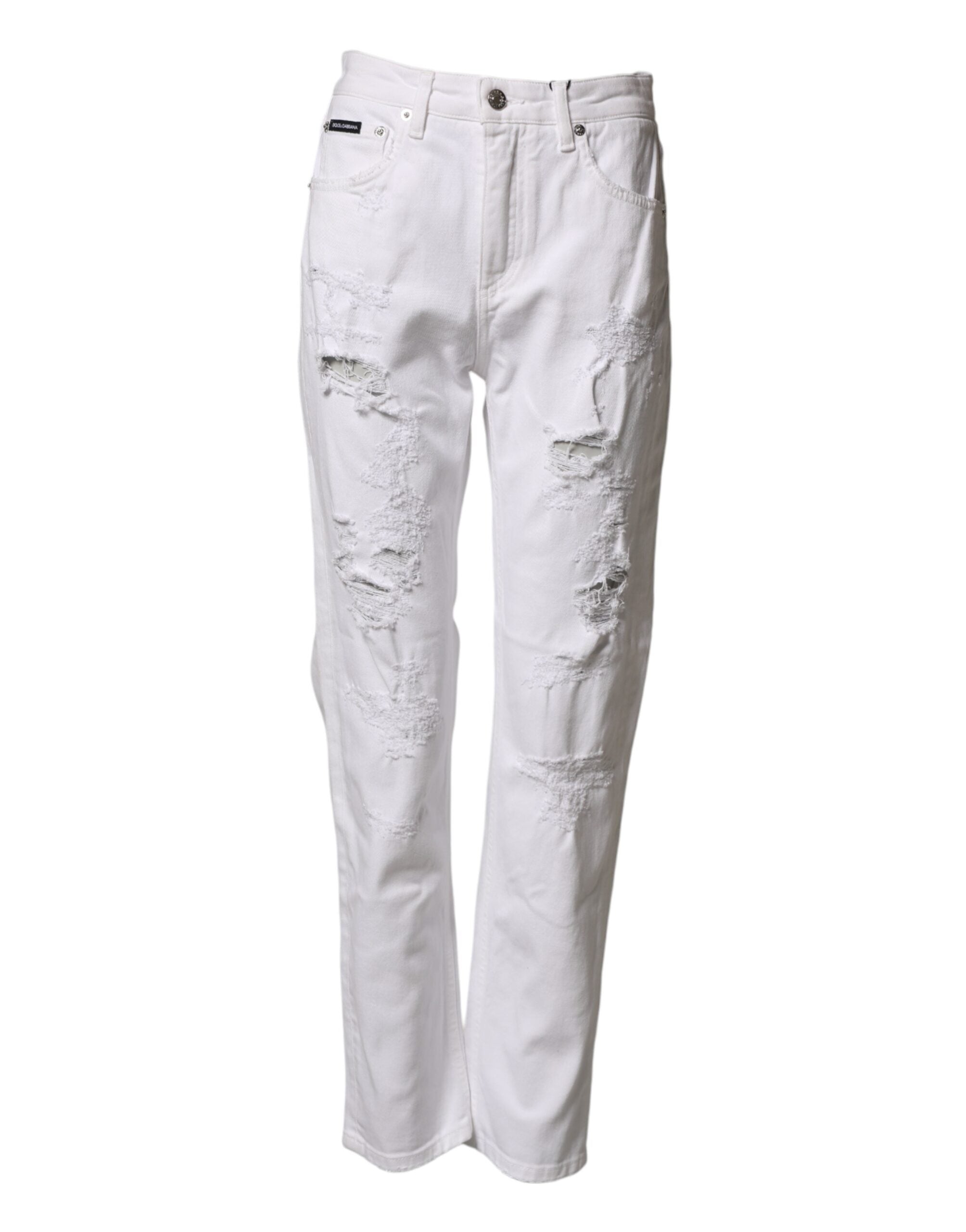 Dolce & Gabbana Weiße Distressed Baumwoll-BOYFRIEND-Jeans