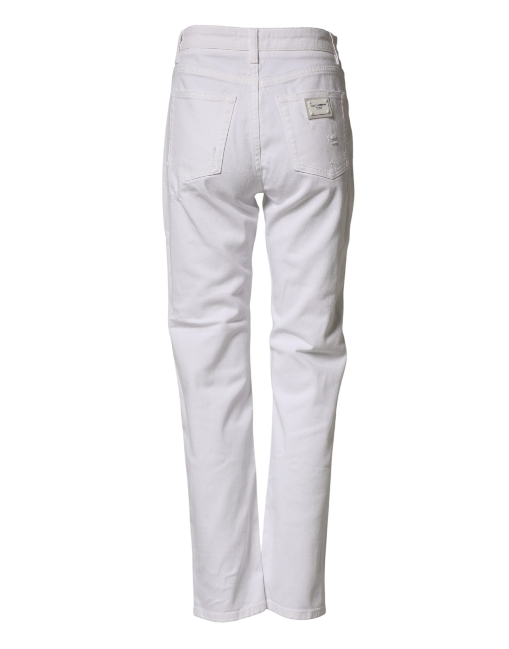 Dolce & Gabbana Weiße Distressed Baumwoll-BOYFRIEND-Jeans