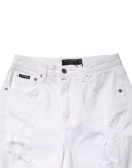 Dolce & Gabbana Weiße Distressed Baumwoll-BOYFRIEND-Jeans