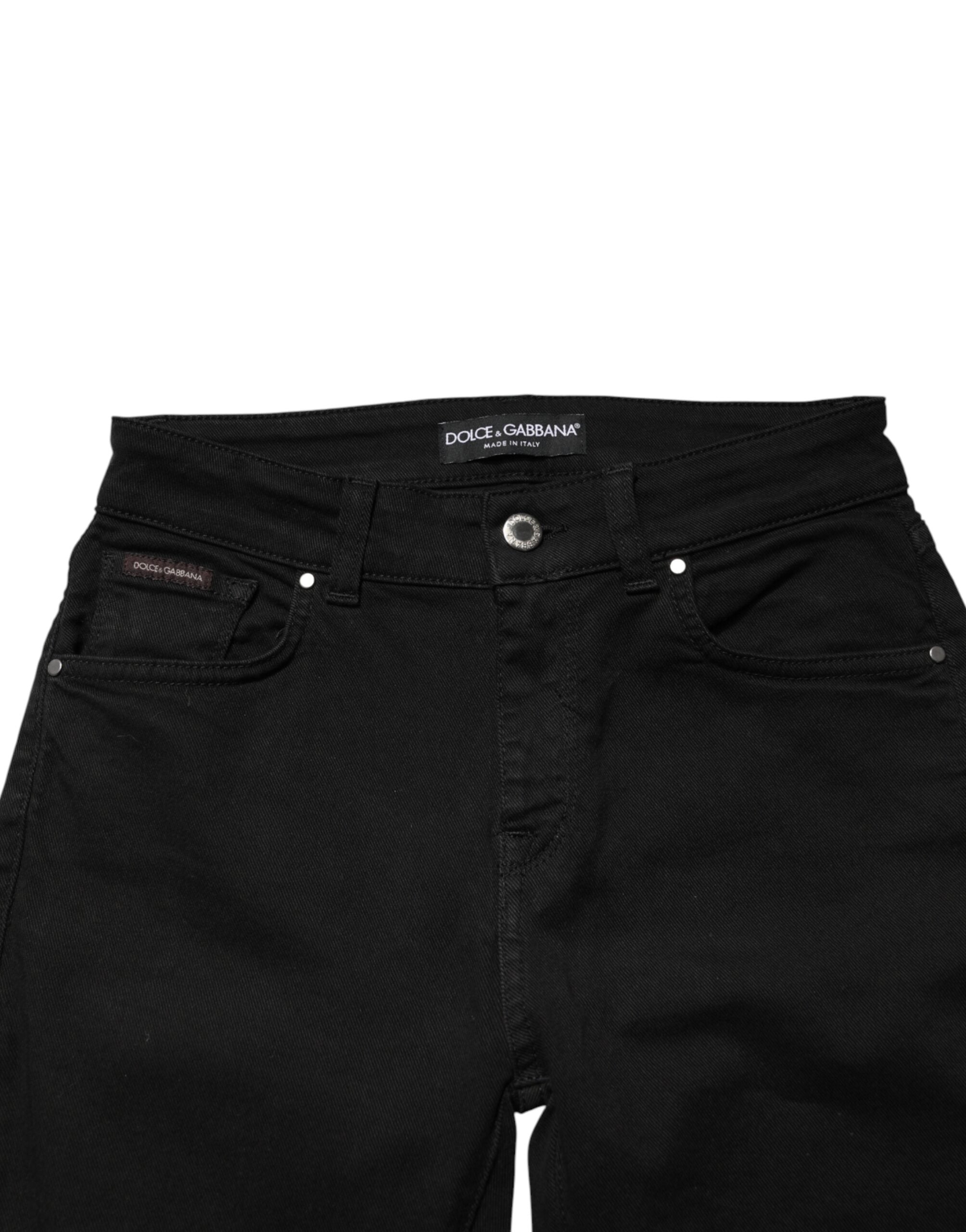 Dolce & Gabbana Schwarze Skinny Mid Waist Jeans aus Baumwolle
