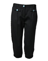 Dolce & Gabbana Zwart Wollen Gestreept Cropped Broek