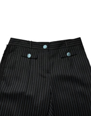 Dolce & Gabbana Zwart Wollen Gestreept Cropped Broek