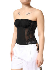 Dolce & Gabbana Zwart Zijden Kanten Bustier Korset Strapless Top