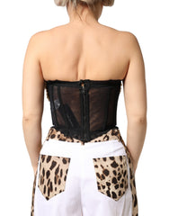 Dolce & Gabbana Schwarzes Gold Herz Bustier Korsett Lametta Top