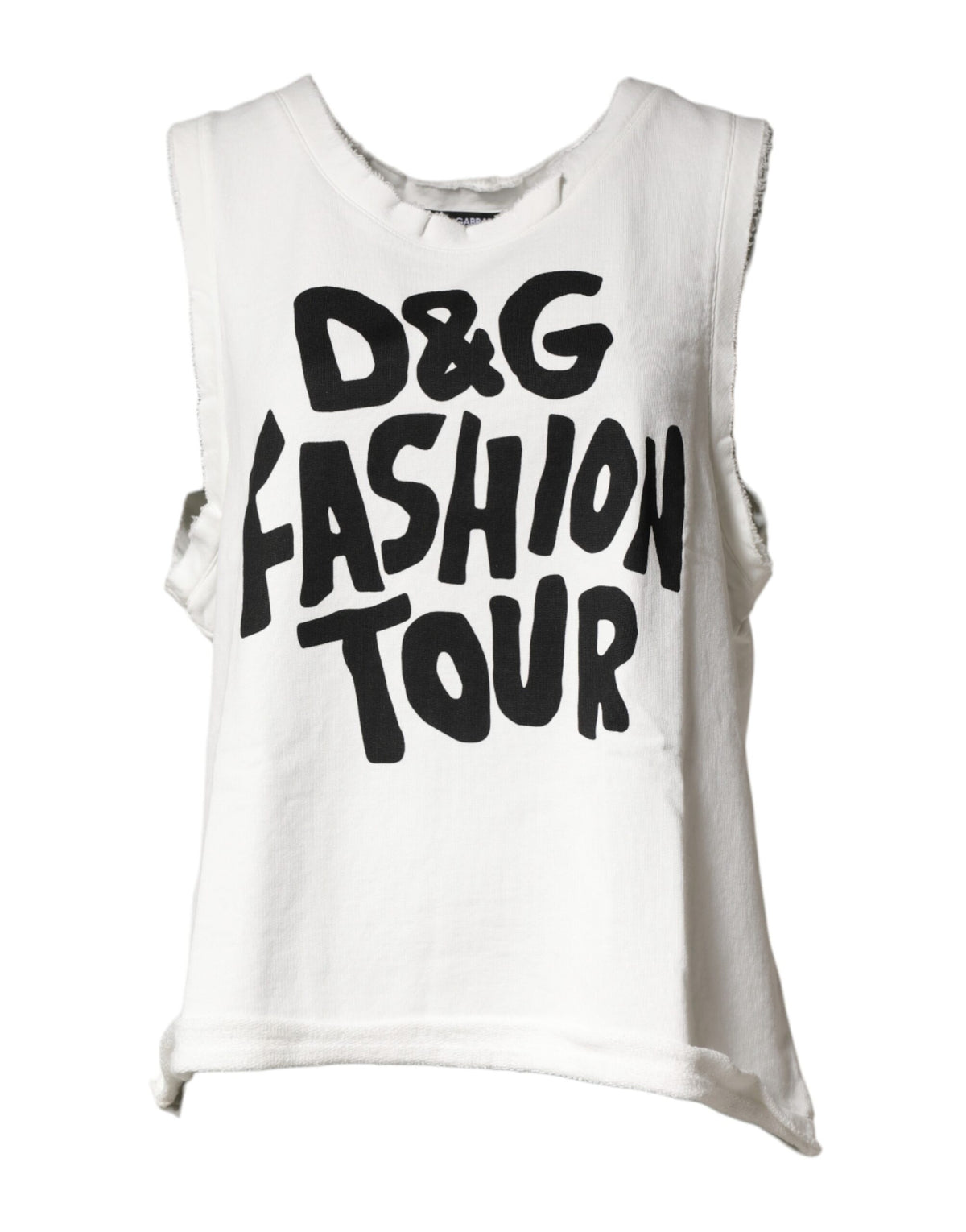 Dolce & Gabbana Weißes Grafik-Tanktop mit Rundhalsausschnitt und ärmellosem T-Shirt