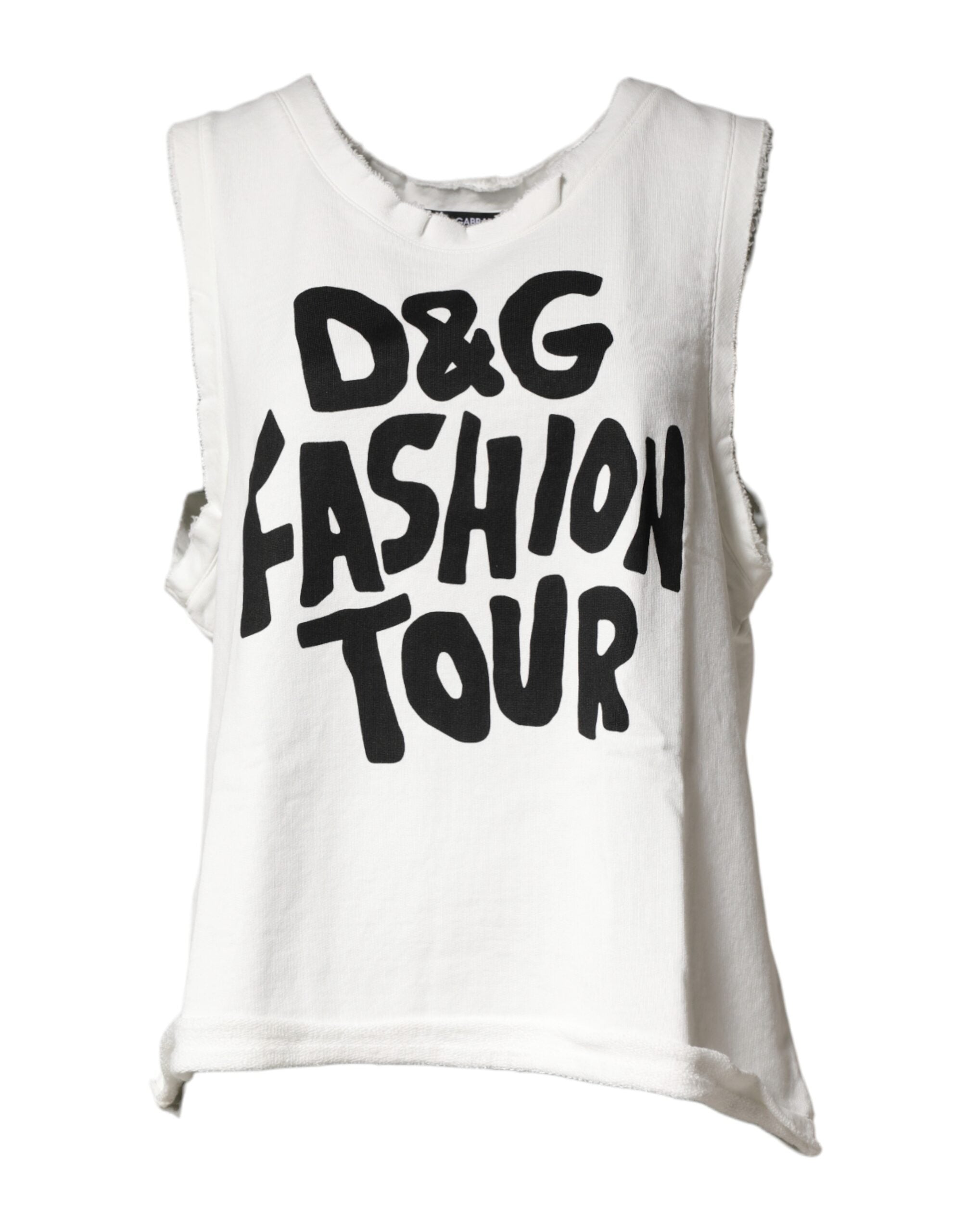 Dolce & Gabbana Weißes Grafik-Tanktop mit Rundhalsausschnitt und ärmellosem T-Shirt