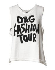 Dolce & Gabbana Weißes Grafik-Tanktop mit Rundhalsausschnitt und ärmellosem T-Shirt