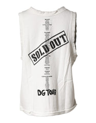 Dolce & Gabbana Weißes Grafik-Tanktop mit Rundhalsausschnitt und ärmellosem T-Shirt