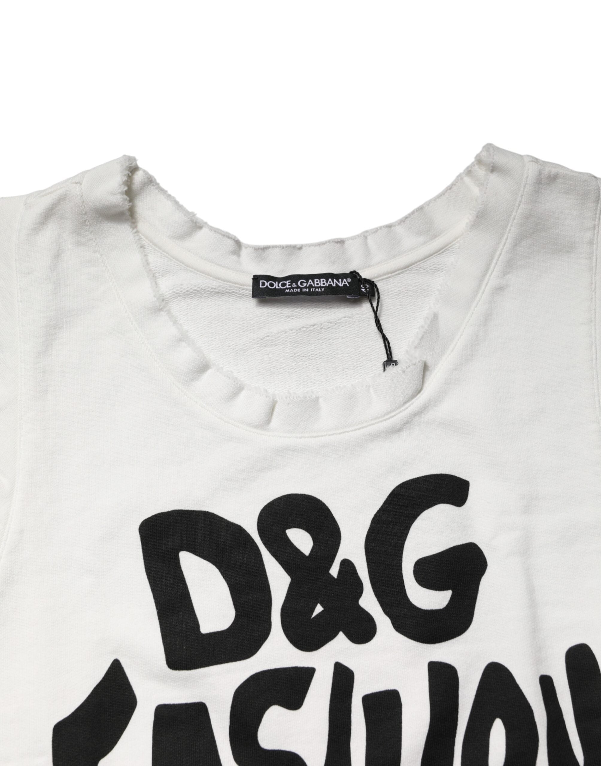 Dolce & Gabbana Weißes Grafik-Tanktop mit Rundhalsausschnitt und ärmellosem T-Shirt