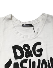 Dolce & Gabbana Weißes Grafik-Tanktop mit Rundhalsausschnitt und ärmellosem T-Shirt