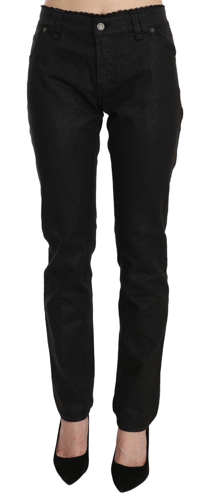 John Galliano Schwarze Mid Waist Skinny Jeans aus Baumwolle