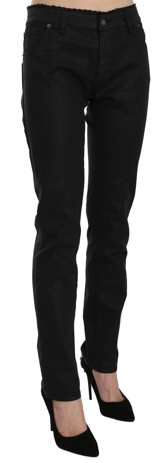 John Galliano Schwarze Mid Waist Skinny Jeans aus Baumwolle