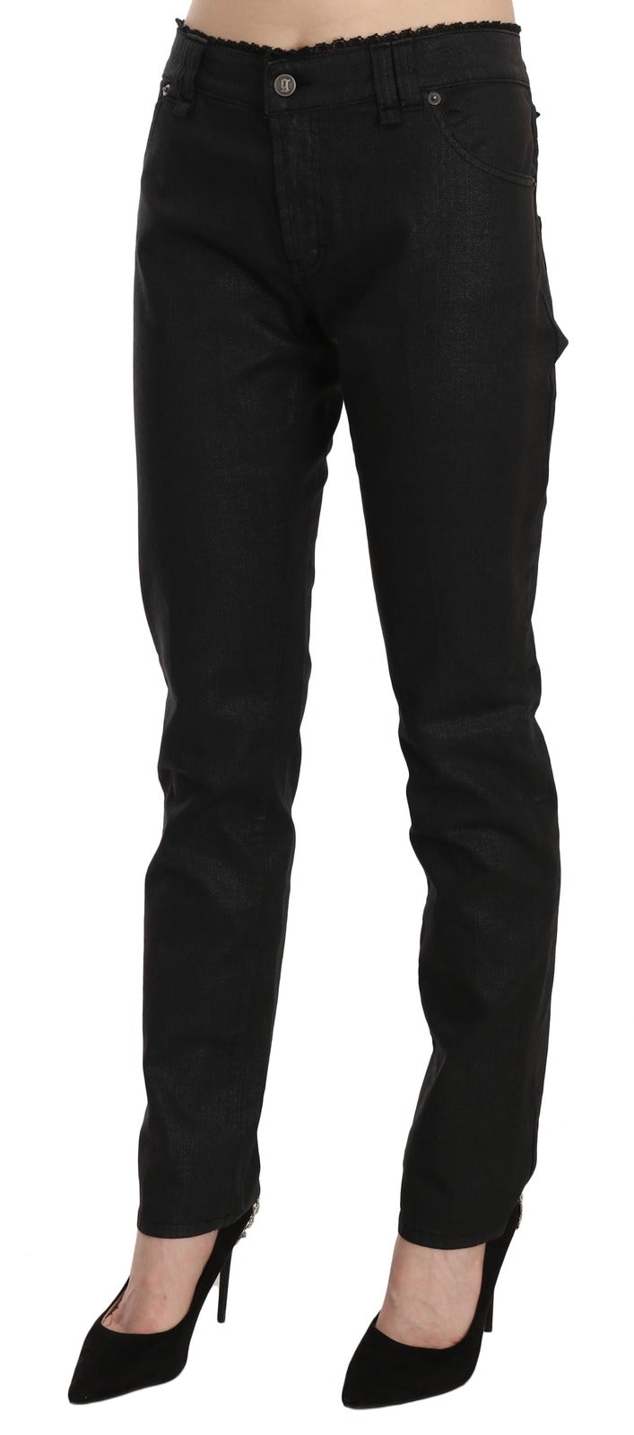 John Galliano Schwarze Mid Waist Skinny Jeans aus Baumwolle