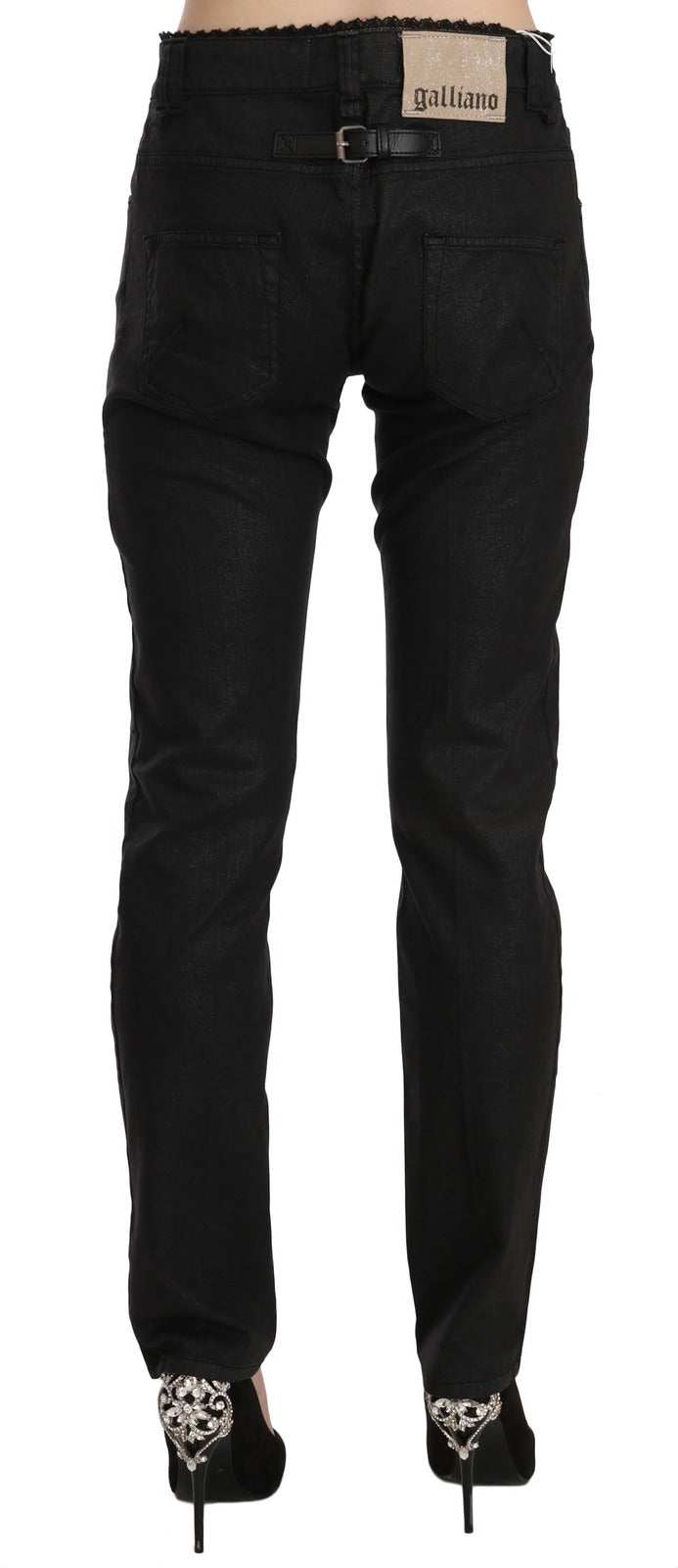 John Galliano Schwarze Mid Waist Skinny Jeans aus Baumwolle