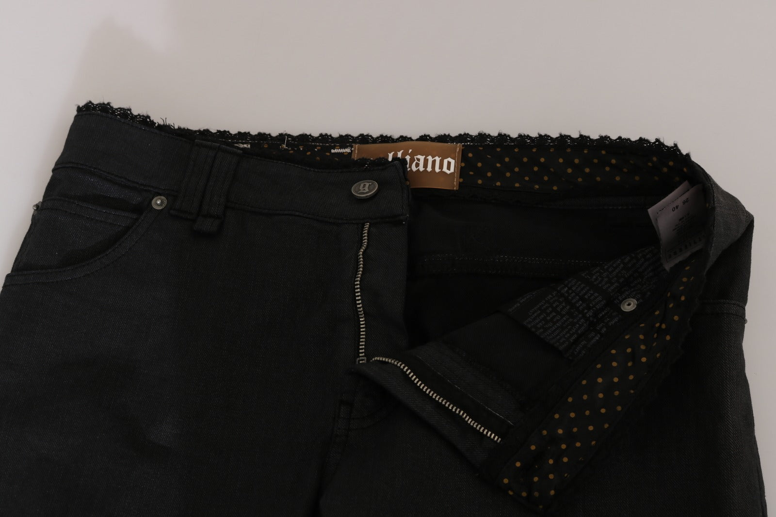 John Galliano Schwarze Mid Waist Skinny Jeans aus Baumwolle