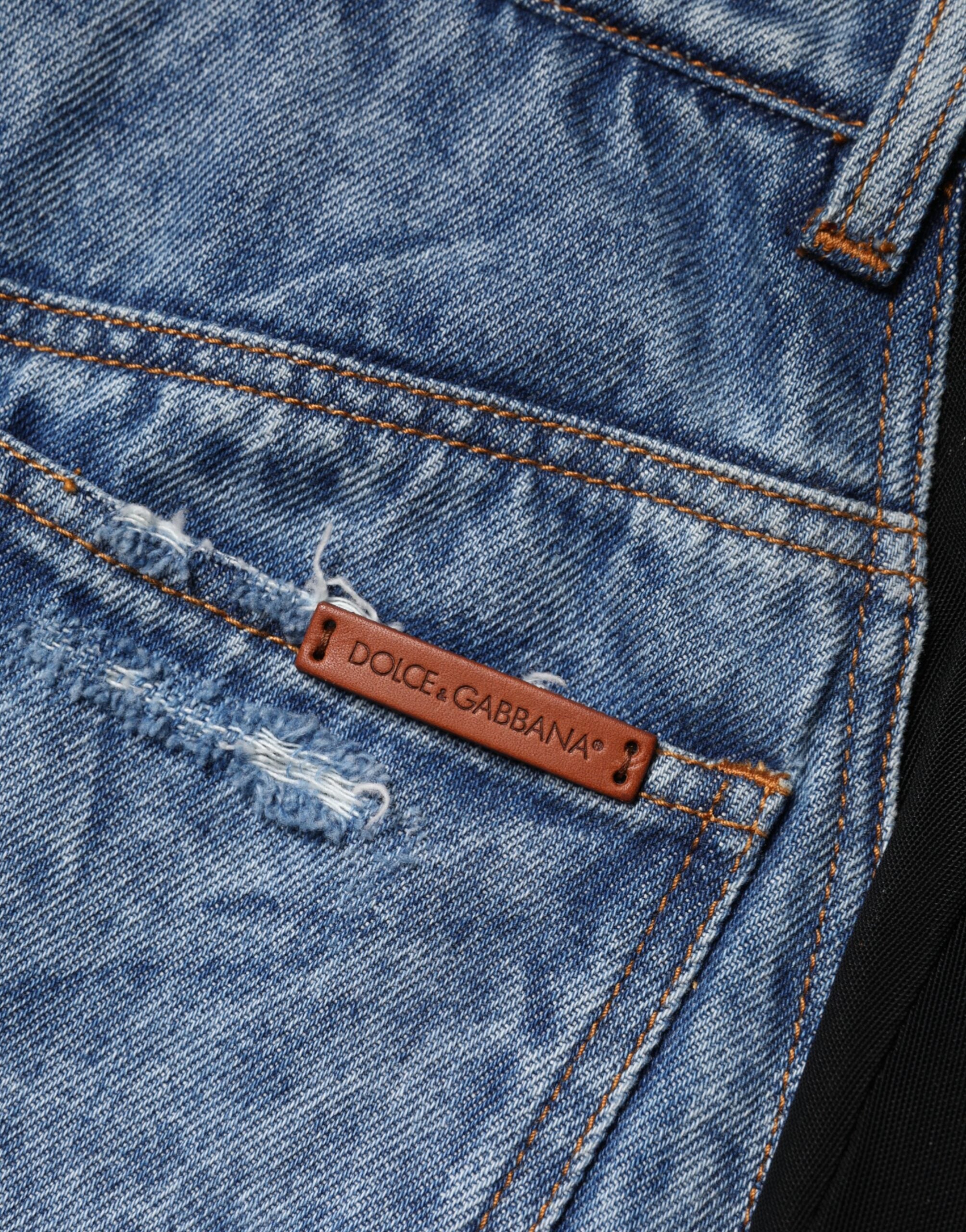 Dolce & Gabbana Blau Schwarz Baumwoll-Denim Transparenter Midirock