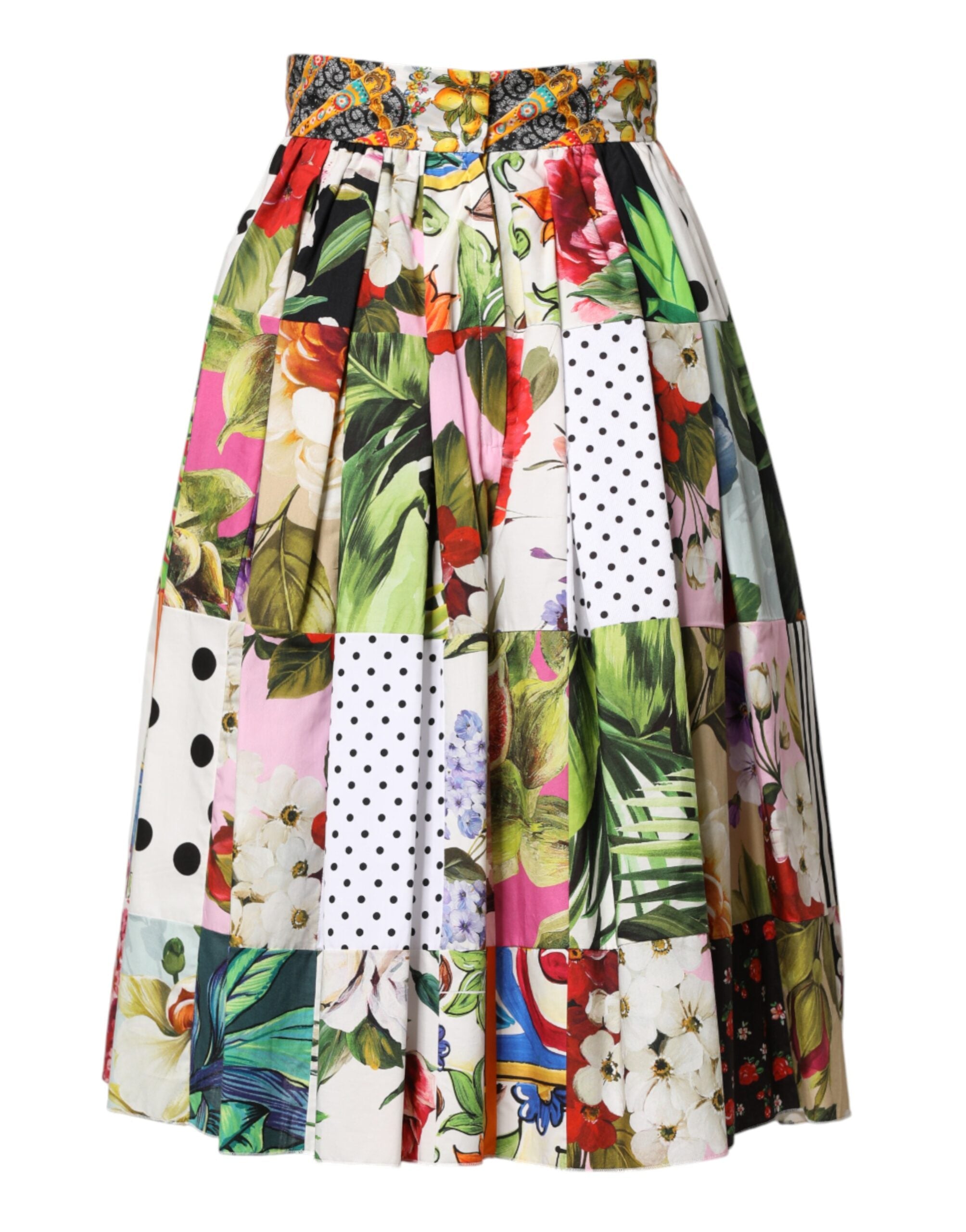 Dolce & Gabbana Meerkleurige Patchwork Hoge Taille Midi Rok