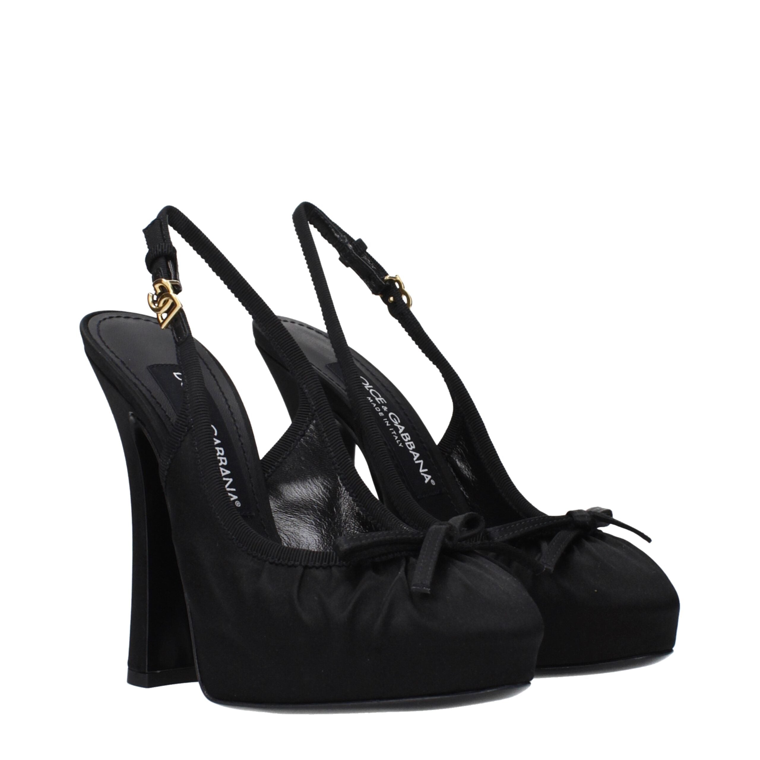 Dolce & Gabbana Zwarte Satijnen Pumps met Hoge Hakken