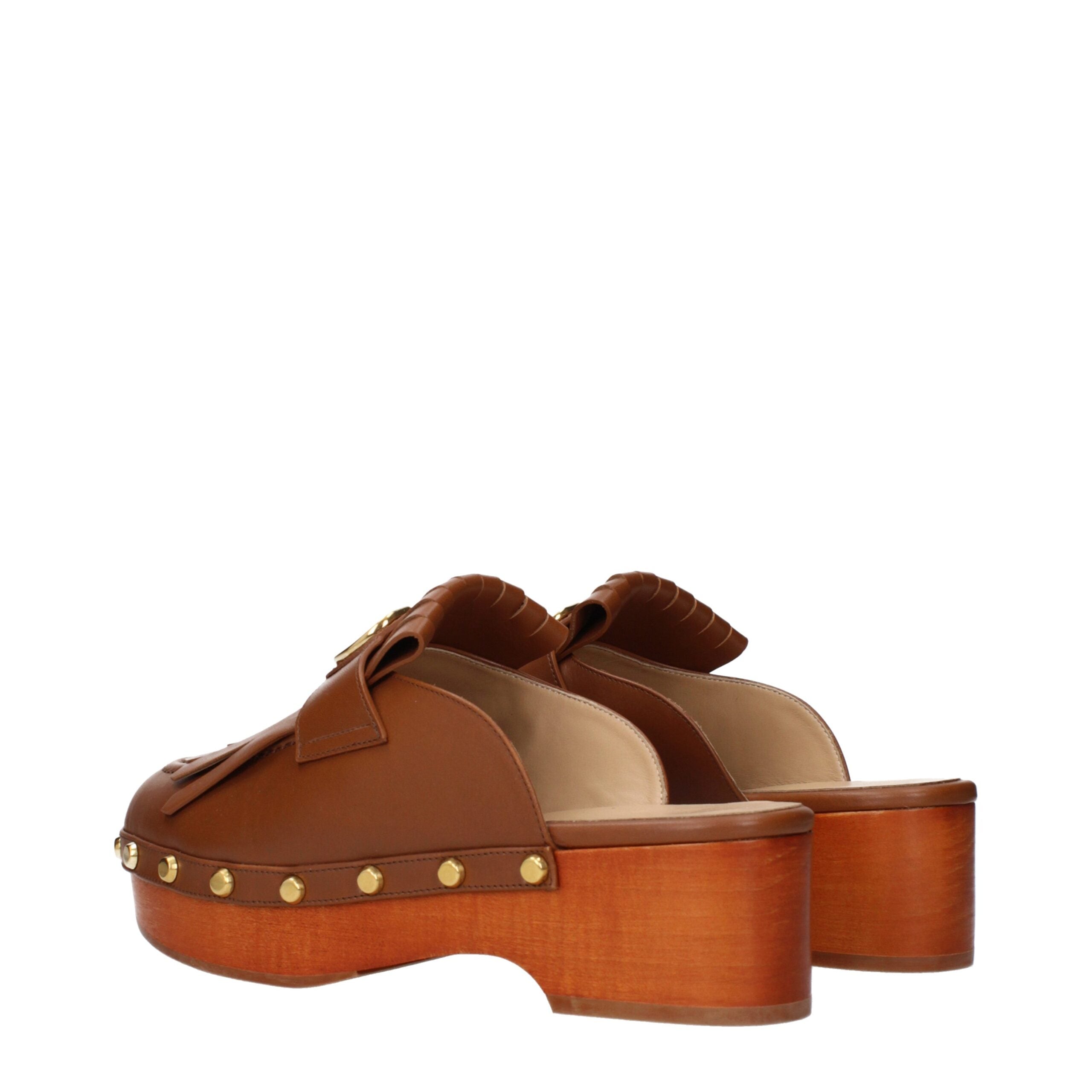 Valentino Garavani Bruine Leren Pantoffels