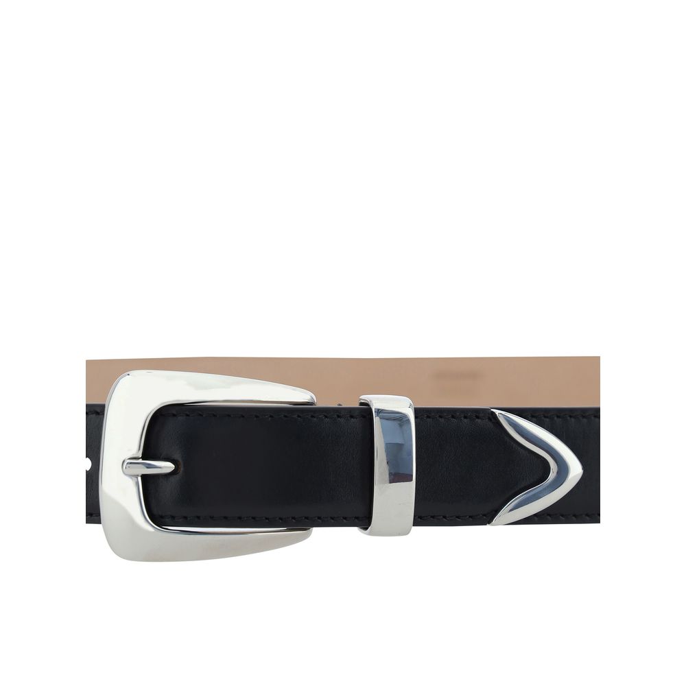 Khaite Zwarte Kalfsleren Bos Taurus Regular Riem