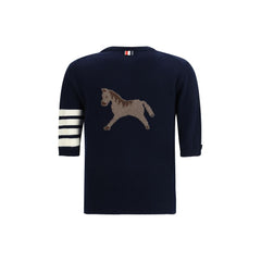 Thom Browne Sweatshirt aus blauer Fleecewolle