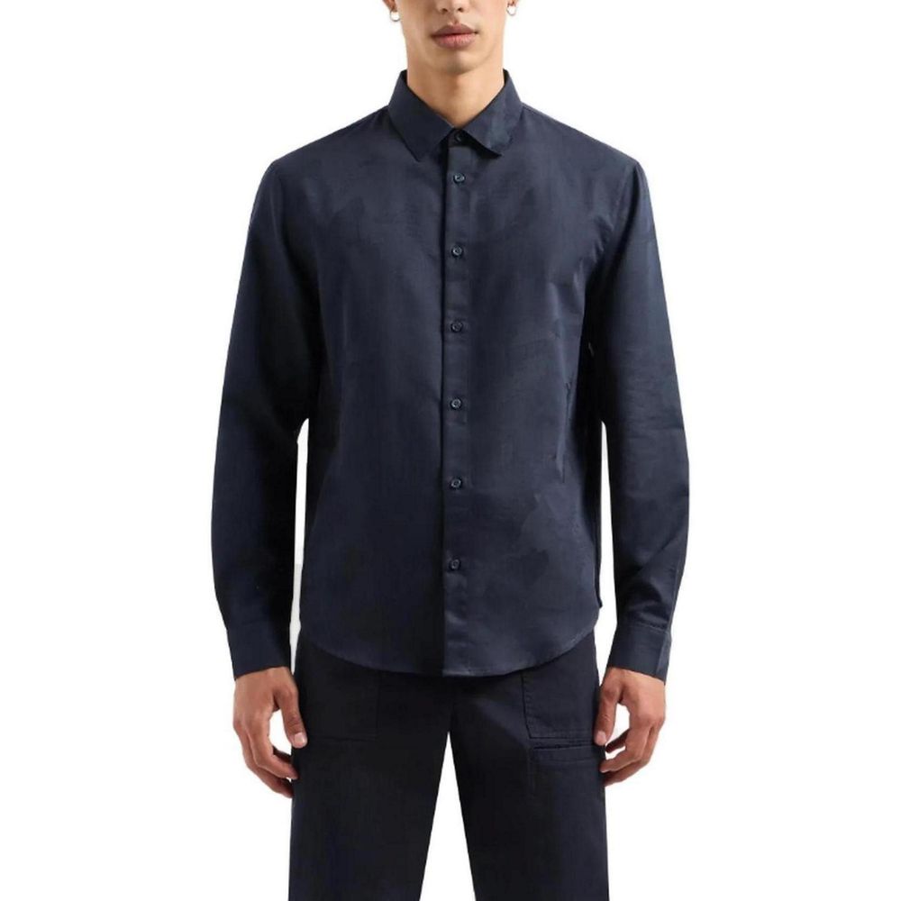 Armani Exchange Blaues Baumwoll-Kleidhemd